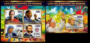 TCHAD CHAD 2015 POPE JOHN PAUL TERESA DUNANT RED CROSS KING LAMA [#1555P]