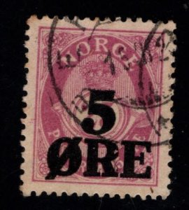 Norway Scott 99 Used Post Horn stamp 1922 surcharge