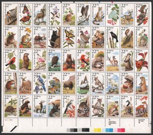 SC#2286-2335 22¢ American Wildlife Sheet of Fifty (1987) MNH