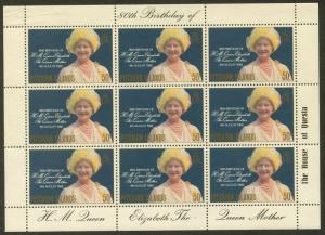 PITCAIRN IS. Sc#193 1980 Queen Mother’s Birthday M/S of 9 Complete Set MNH