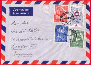 aa0632 - CZECHOSLOVAKIA - Postal History - COVER to ENGLAND 1961 Industry CLOCK