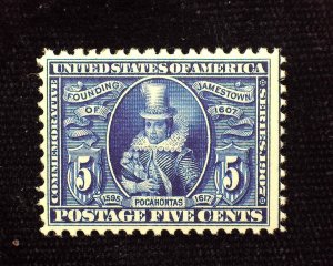 HS&C: Scott #330 5 cent Jamestown Deep fresh color. Mint VF NH US Stamp