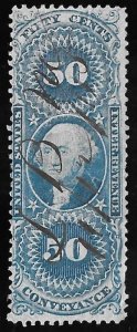 #R54C 50 cents Conveyance Revenue Stamp used VF