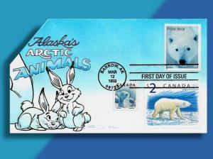 Polar Bears Unite Across the Border!  USA and CANADA Combo on Pop-Up FDC !