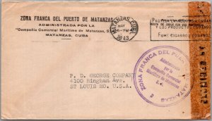 CUBA 1940-50 POSTAL HISTORY WWII CENSORED AIRMAIL OFFICIAL COVER ADDR USA