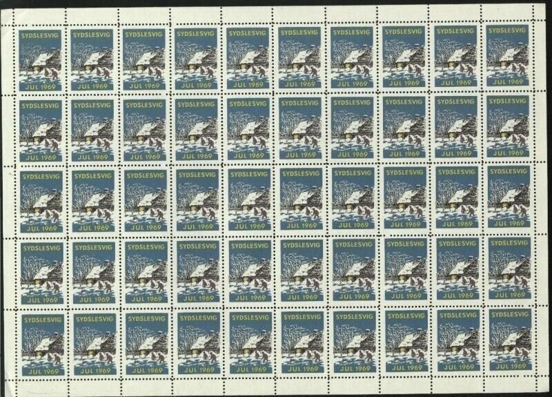 Denmark Southslesvig1969 Christmas Sheet  MNH Folded. Boys Playing In The Snow.