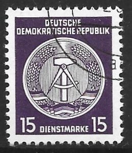 Germany DDR O21: 15pf Arms of the Republic, CTO, VF
