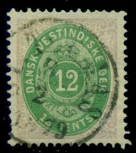 DANISH WEST INDIES #11a (11a) 12¢ bicolor, pr. I, used w/1879 cancel Facit $300