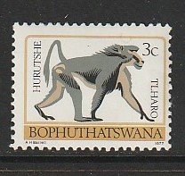 1977 South Africa_Bophuthatswana -Sc 7 - MNH VF - 1 single - Chacma baboon