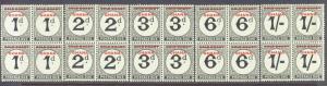 GHANA J 1-5 MNH 1958 Postage Dues Blocks