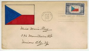 WW2 PATRIOTIC 1943 UNKNOWN HANDPAINTED CACHET 910 CZECHOSLOVAKIA Rare Not Seen!