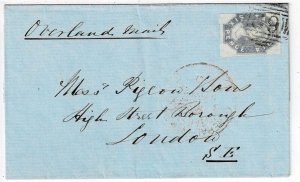 Tasmania 1858 red Hobart General P.O. cancel on cover to England, SG 40, Sc. 14c