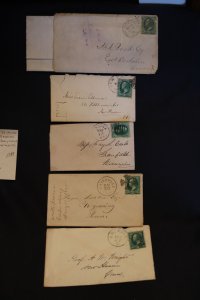 5 US covers fancy or numeral cancels on 158 or 184 (#1789)