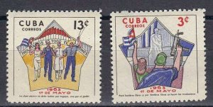 CUBA Sc# 787-788  LABOR DAY workers unions holiday CPL SET of 2  1963  MNH