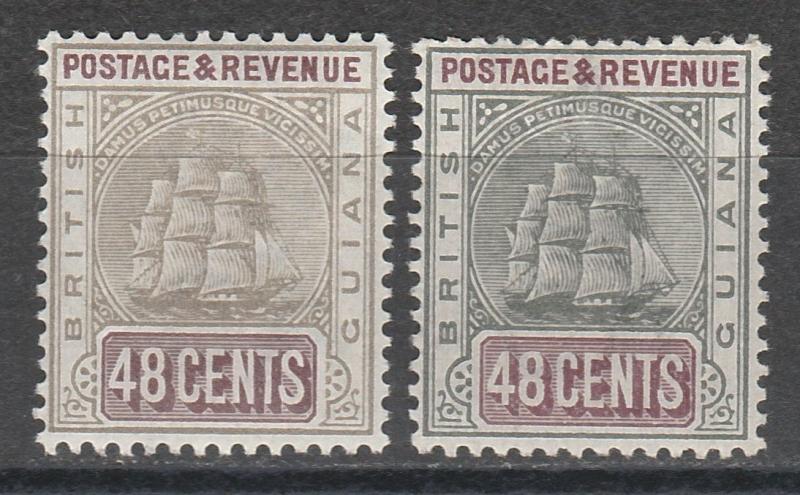 BRITISH GUIANA 1900 SHIP 48C BOTH SHADES WMK CROWN CA 