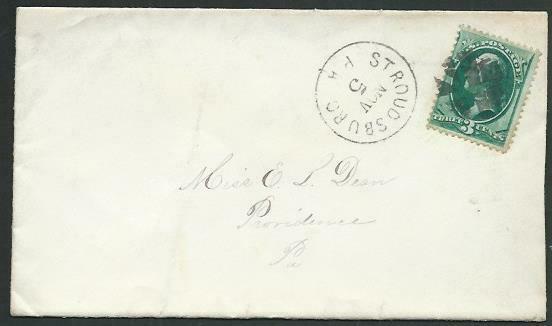 USA 3c Washington on cover STROUDSBURG PA fancy cancel.....................61876