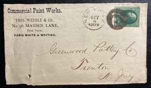 1880s New York USA Advertising Front Cover To Trenton NJ Commercial Paint Works