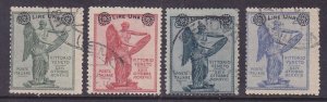 Italy 171-74 Used 1924 Surcharged Victory Set Perf14 Scv $900.00