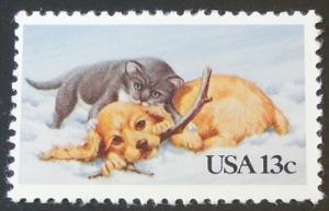 1982 13c Christmas Cat and Dog Scott 2025 Mint NH