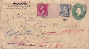1892, Galveston, TX to Punjab, India Forwarded Calcutta, See Remark (44801)
