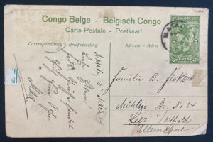 1914 Belgian Congo Stationery RPPC Postcard Cover To Leer Germany Leopard