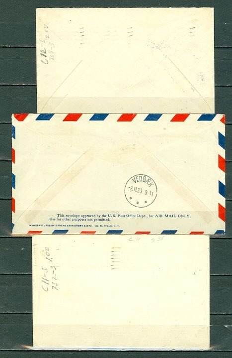 US 1933 LOT of (3) FIRST FLIGHT AIR MAIL COVERS...CACHETS