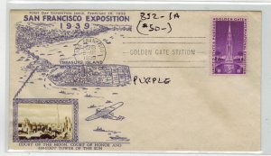 1939 SANFRANCISCO GOLDEN GATE EXPOSITION CROSBY PHOTO FDC 852-1A TREASURE ISLAND