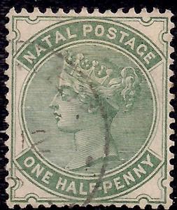 Natal 1885 QV  1/2d Dull Green SG 97a ( K1209 )