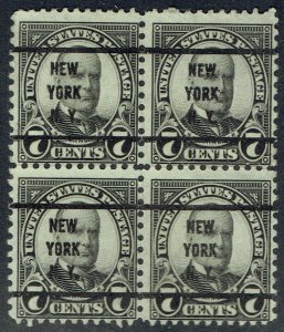 1927 7c 4th Bureau rotary block/4 with NEW YORK NY  (639-63) Bureau precancel.