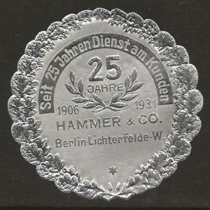 1931 Germany Hammer & Co Cinderella Embossed Foil Seal Fine HR-