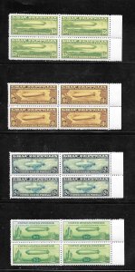 #C13,C14,C15,C18, MNH Zeplins , facsimile Blocks of 4 (((Not Real)))