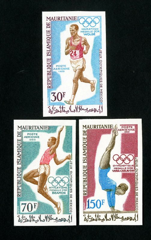 Mauritania Stamps # C87-9 Imperf sports NH