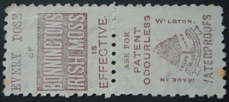 New Zealand 1893 One Penny pair with Moss and Patent adverts CP DA2j used