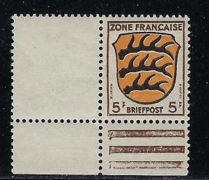 Germany - under French occupation - Scott # 4N3, mint nh, var. margin