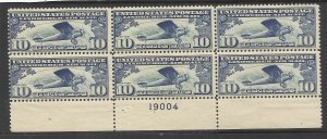 C10  10c Pl# Block of 6 MNH Fine Centering