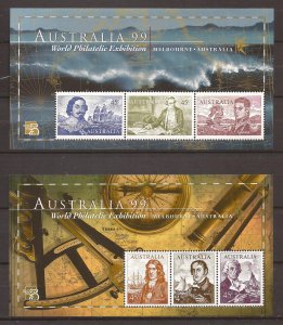 1999 Australia - Sc1727-8 - MNH VF - Souvenir Sheets - Early Navigators