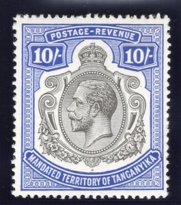 Tanganyika 1927 KGV 10s deep blue (CH) MLH. SG 106. Sc 432.