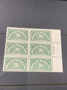 US QE3 Special Handling Plate Block Of 6 Very Fine Mint Never Hinged