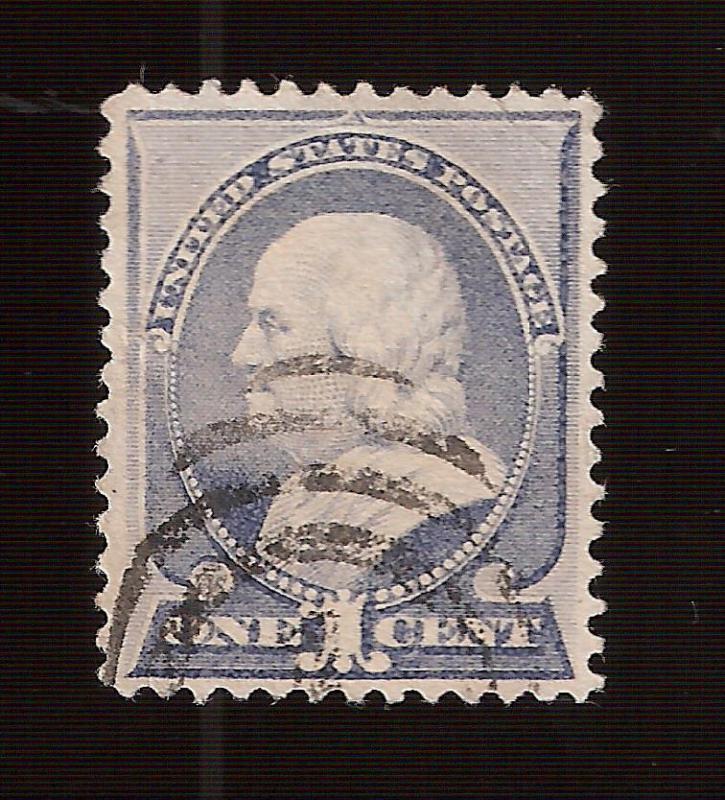 US  SC # 212 1 cent Franklin Ultramarine USED Light Cancel