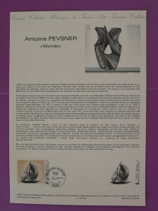 sculpture in Russia Antoine Pevsner modern art FDC folder w. engraving 39-1987