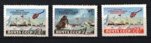 RUSSIA/USSR 1955 ARCTIC OBSERVATION POST SET OF 3 STAMPS MNH