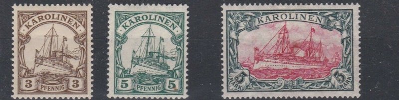 CAROLINE ISLAND 1915 - 19  S G 27 - 29B  SET OF 3     MH  