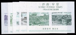 Korea #439a-443a Cat$82.50, 1964 Views, set of five imperf. souvenir sheets, ...