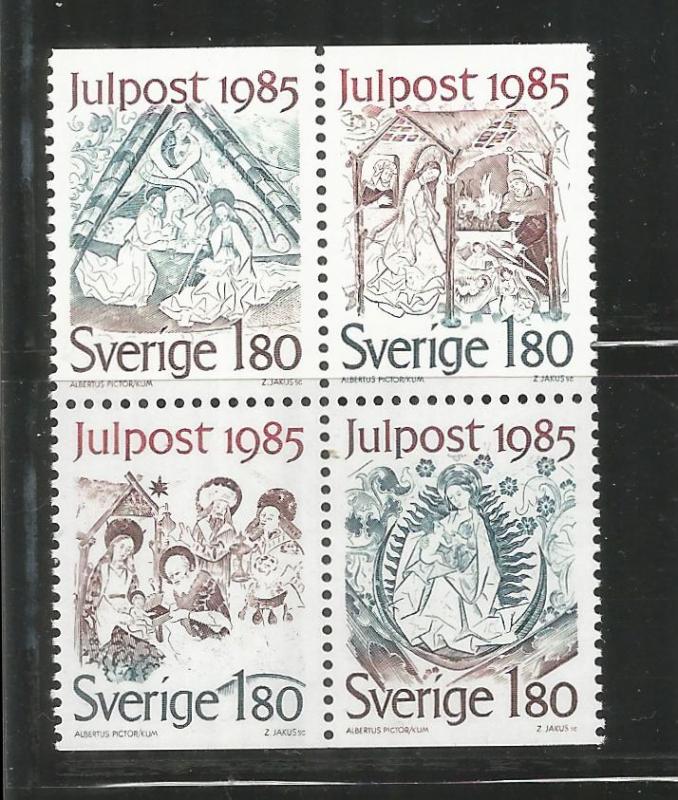 SWEDEN, 1561A,  MNH, BLOCK OF 4, JULPOST 1985