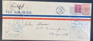 1929 Cristobal Canal Zone Panama First Flight Airmail PS cover  to Chicago Usa