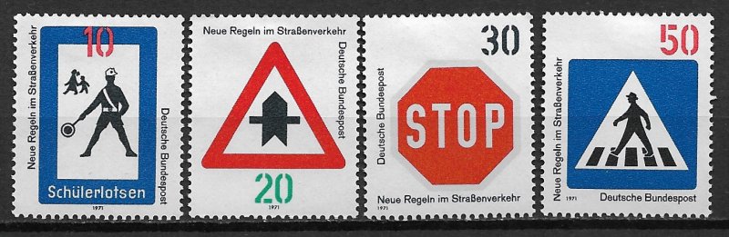 1971 Germany 1055-8 Traffic Signs C/S of 4 MH