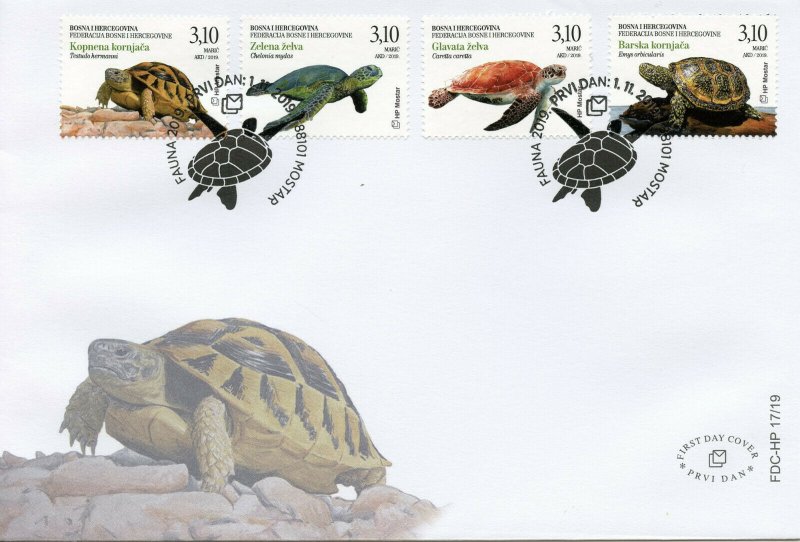 Bosnia & Herzegovina Turtles Stamps 2019 FDC Green Sea Turtle Reptiles 4v Set