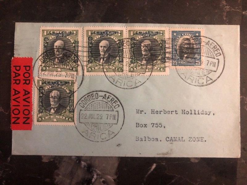 1929 Arica Chile First Flight cover FFC to Balboa Canal Zone