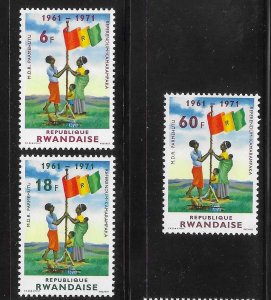 Rwanda 1972 Referendum Republic Flag Sc 454-456 MNH A2410