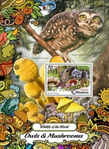 MALDIVES 2017 SHEET OWLS MUSHROOMS mld17210b